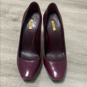 Miu Miu: Burgundy Capretto Ribes Size 37 (7)